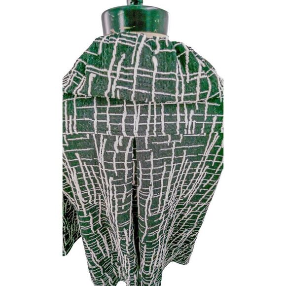 Yushi Women Black Two Button Front Textured Plaid Jacket Size Large - Picture 8 of 14